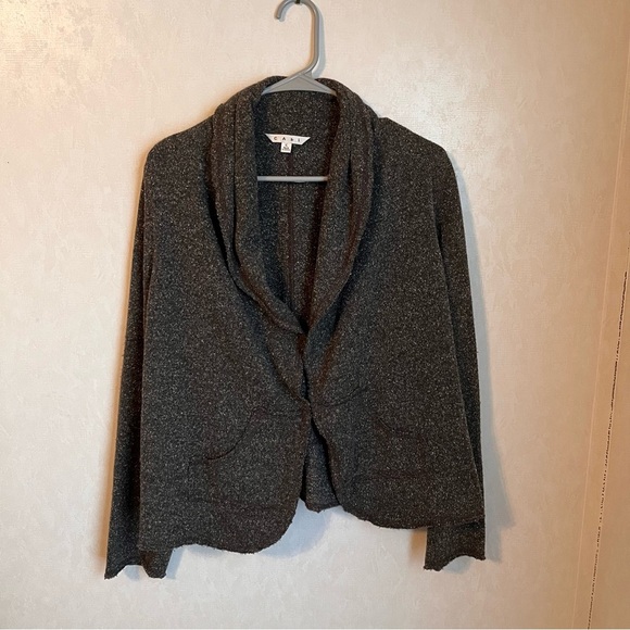 CAbi Black - Gray Cardigan with Shawl Collar & front hook closure Jacket Sweater - Picture 1 of 8